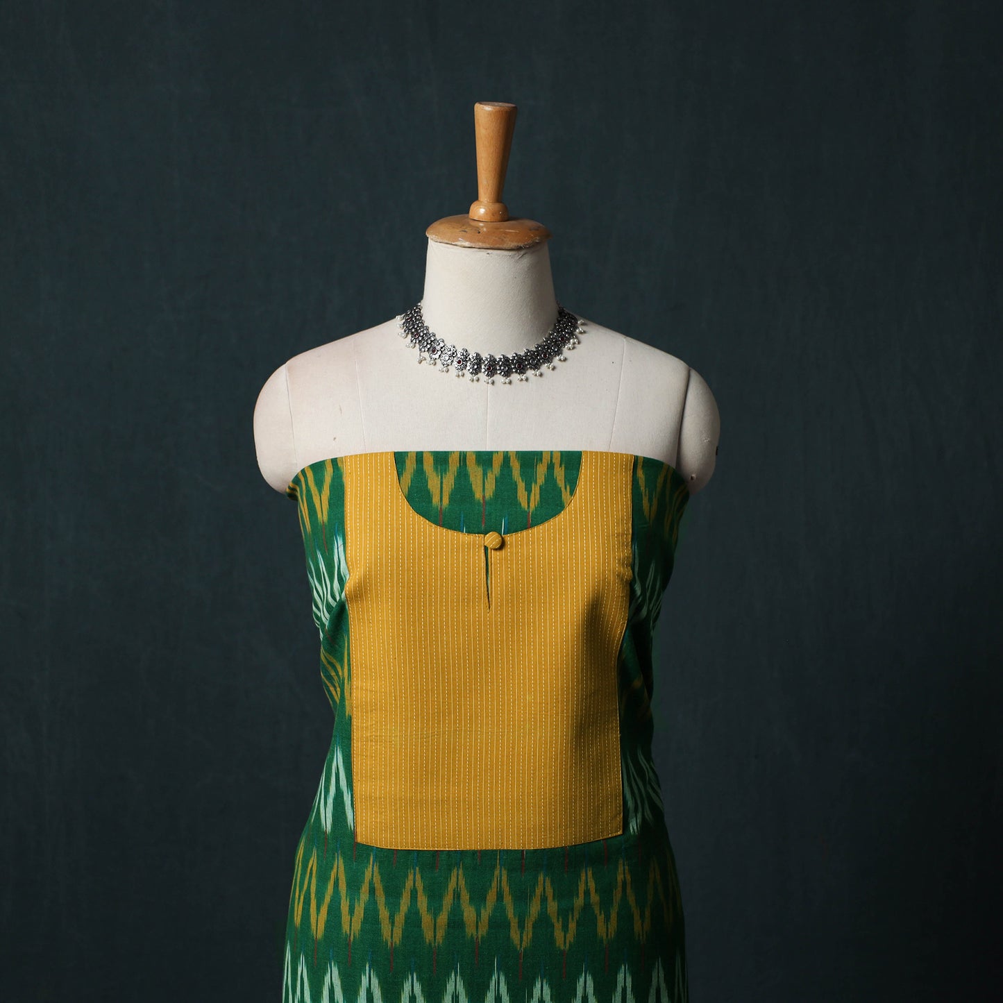 Pochampally Ikat Patchwork Cotton Unstitched Kurta Material (3M) 08