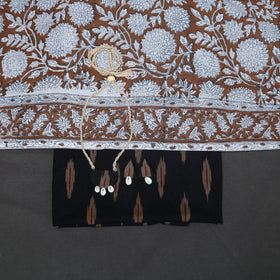 Black - 2pc unstitched pochampally ikat dress material