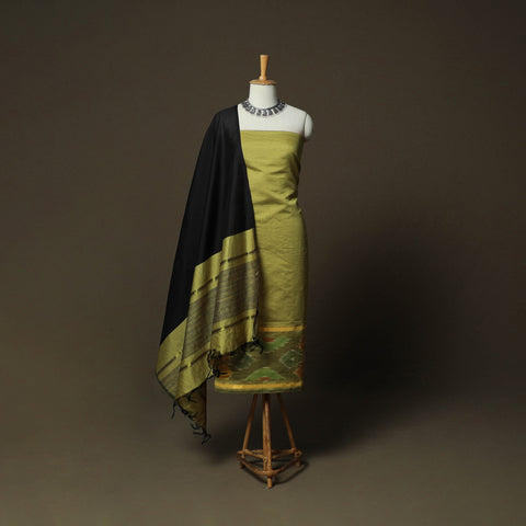 Pochampally Ikat Silk Cotton 3pc Unstitched Dress Material Suit Set 23