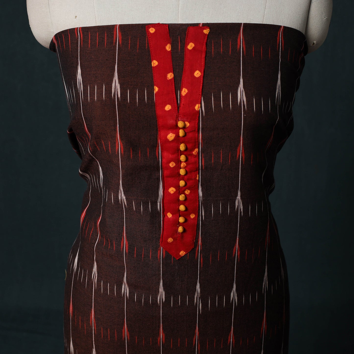 Pochampally Ikat Patchwork Cotton Unstitched Kurta Material (3M) 12