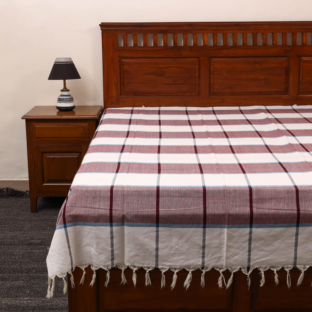 Multicolor - Plain Cotton Single Handloom Bed Cover (90 x 60 in) 80