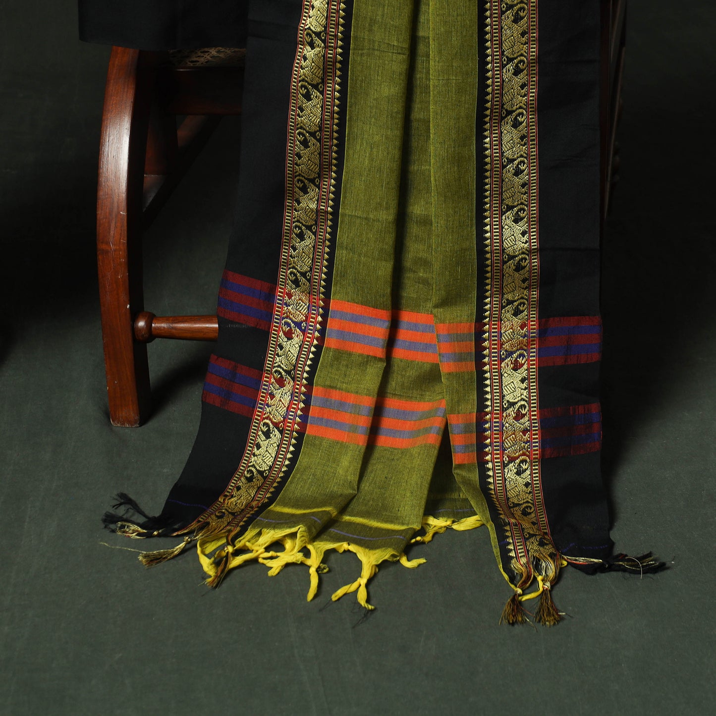 Green - Dharwad Woven Cotton 3pc Unstitched Dress Material Suit Set 17