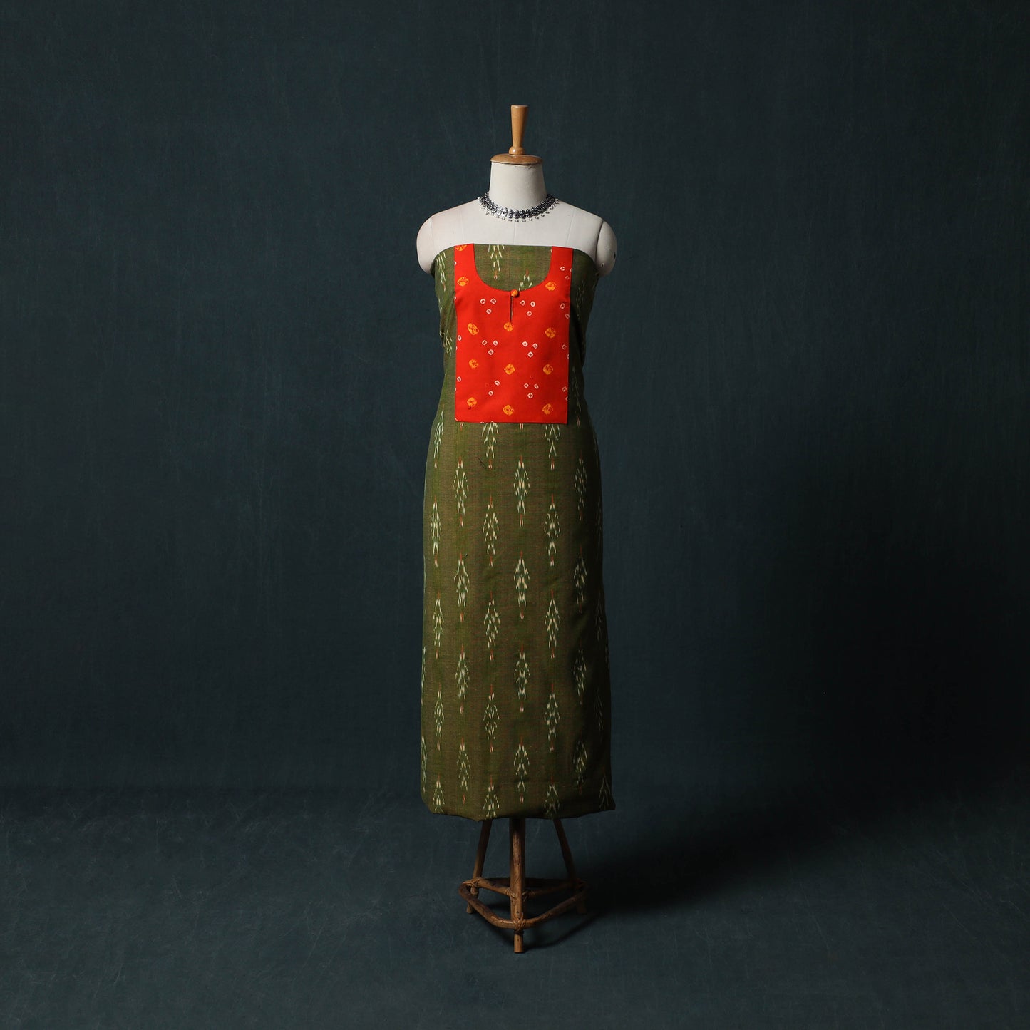 Pochampally Ikat Patchwork Cotton Unstitched Kurta Material (3M) 13