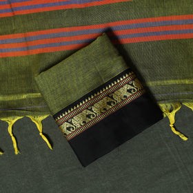 Green - Dharwad Woven Cotton 3pc Unstitched Dress Material Suit Set 17
