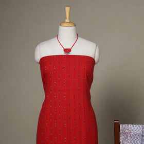 Red - 2pc unstitched pochampally ikat dress material