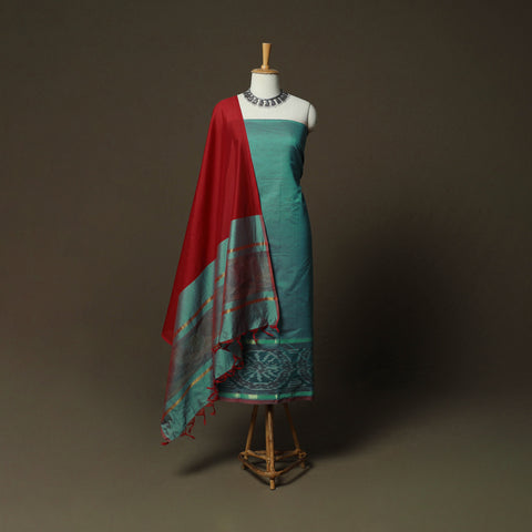 Pochampally Ikat Silk Cotton 3pc Unstitched Dress Material Suit Set 25