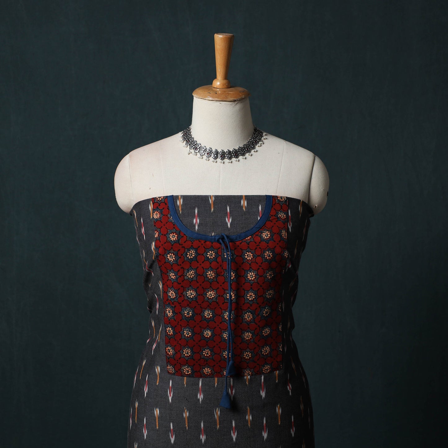 Pochampally Ikat Patchwork Cotton Unstitched Kurta Material (3M) 15
