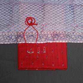 Red - 2pc unstitched pochampally ikat dress material