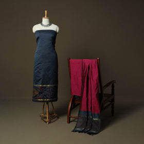 Pochampally Ikat Silk Cotton 3pc Unstitched Dress Material Suit Set 26