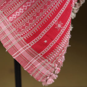 Pink - Kutch Bhujodi Handwoven Mirror Work Acrylic Wool Shawl 51