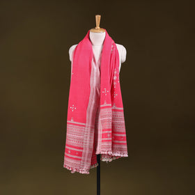 Pink - Kutch Bhujodi Handwoven Mirror Work Acrylic Wool Shawl 51