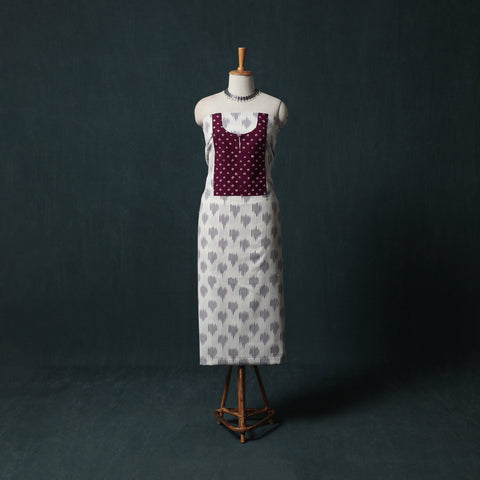 Pochampally Ikat Patchwork Cotton Unstitched Kurta Material (3M) 19