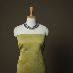 Green - Pochampally Ikat Silk Cotton 3pc Unstitched Dress Material Suit Set 27