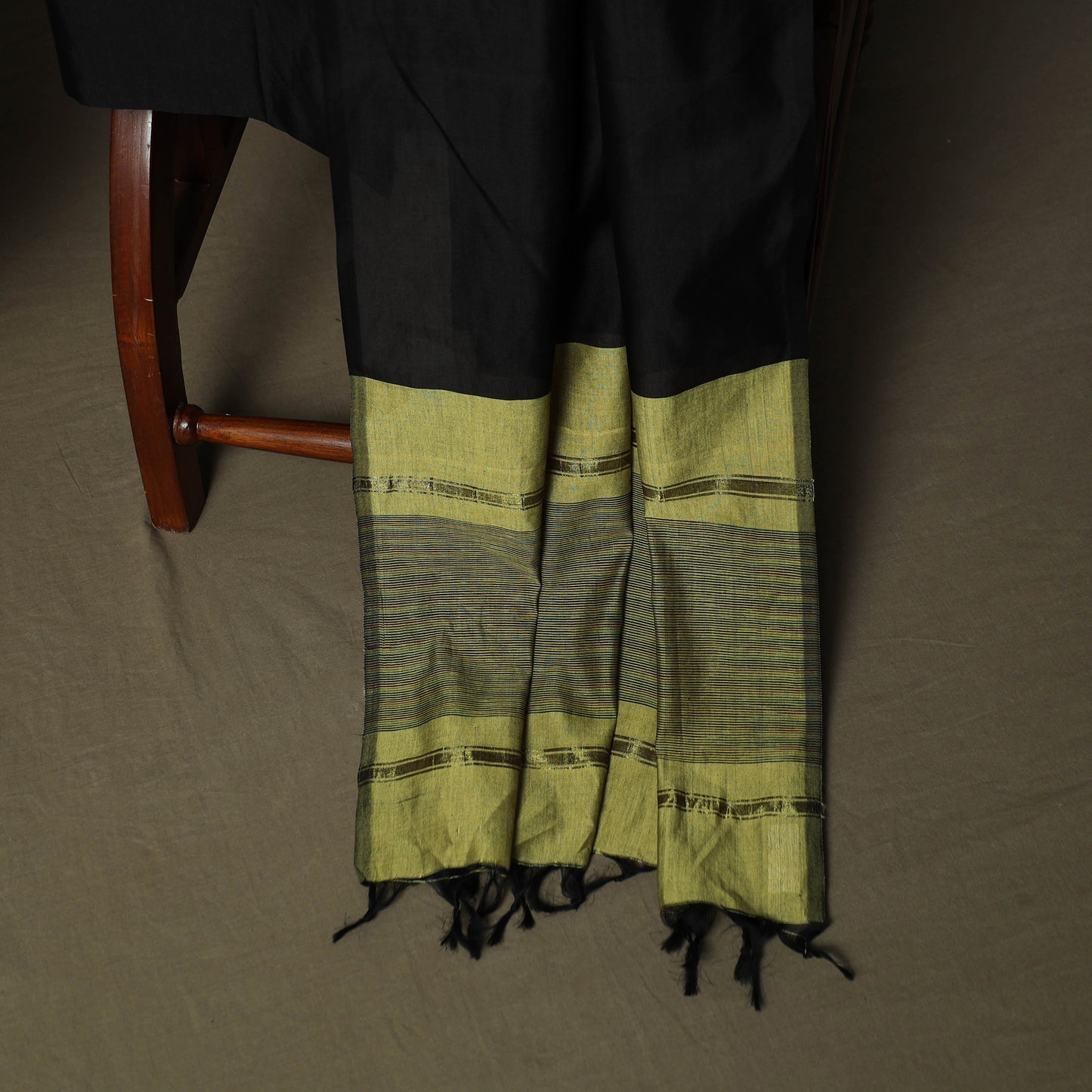 Green - Pochampally Ikat Silk Cotton 3pc Unstitched Dress Material Suit Set 27