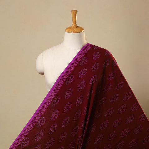 Maroon Bagh Hand Block Print Natural Dyed Cotton Fabric