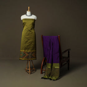 Pochampally Ikat Silk Cotton 3pc Unstitched Dress Material Suit Set 28