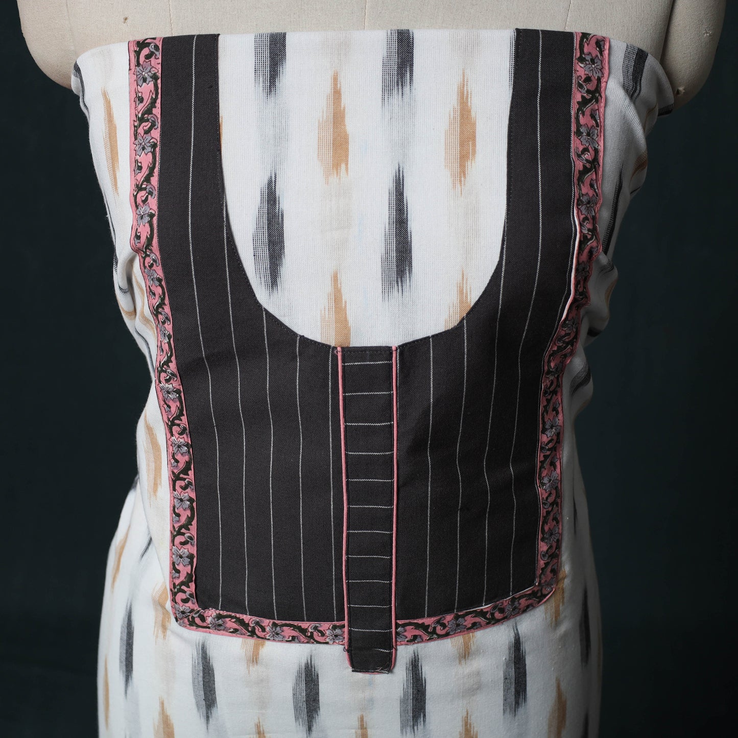 Pochampally Ikat Patchwork Cotton Unstitched Kurta Material (3M) 20