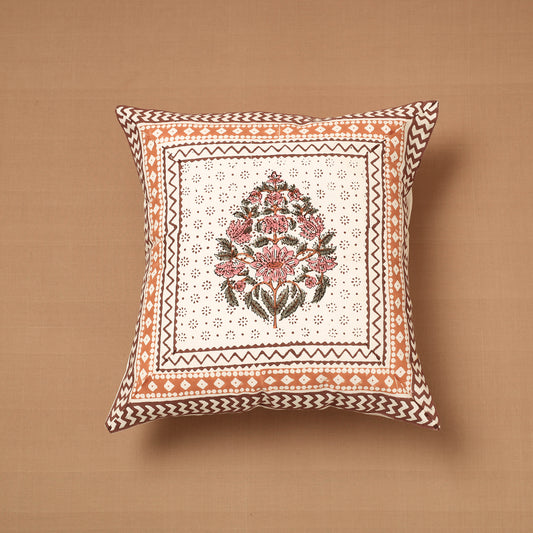 Sanganeri Block Printed Cotton Cushion Cover (16 x 16 in)