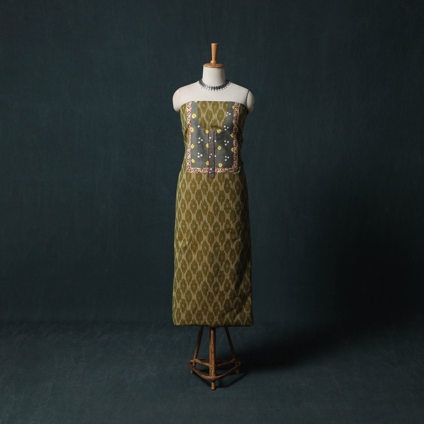 Pochampally Ikat Patchwork Cotton Unstitched Kurta Material (3M) 21