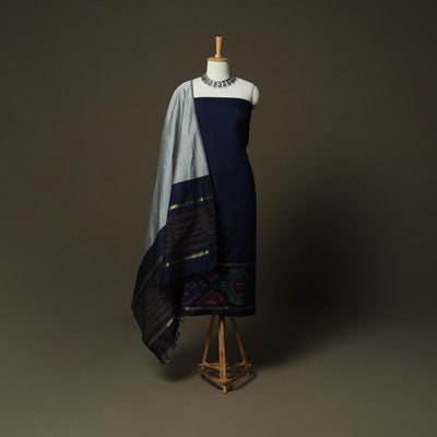 Pochampally Ikat Silk Cotton 3pc Unstitched Dress Material Suit Set 29