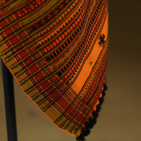 Orange - Kutch Bhujodi Handwoven Mirror Work Acrylic Wool Shawl 54
