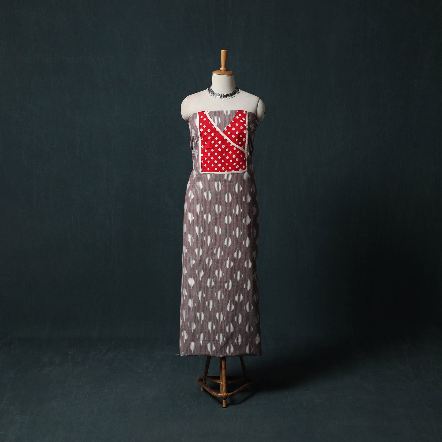Pochampally Ikat Patchwork Cotton Unstitched Kurta Material (3M) 23