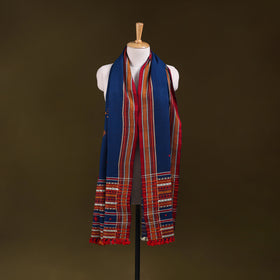 Blue - Kutch Bhujodi Handwoven Mirror Work Acrylic Wool Shawl 55