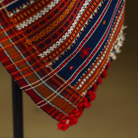 Blue - Kutch Bhujodi Handwoven Mirror Work Acrylic Wool Shawl 55