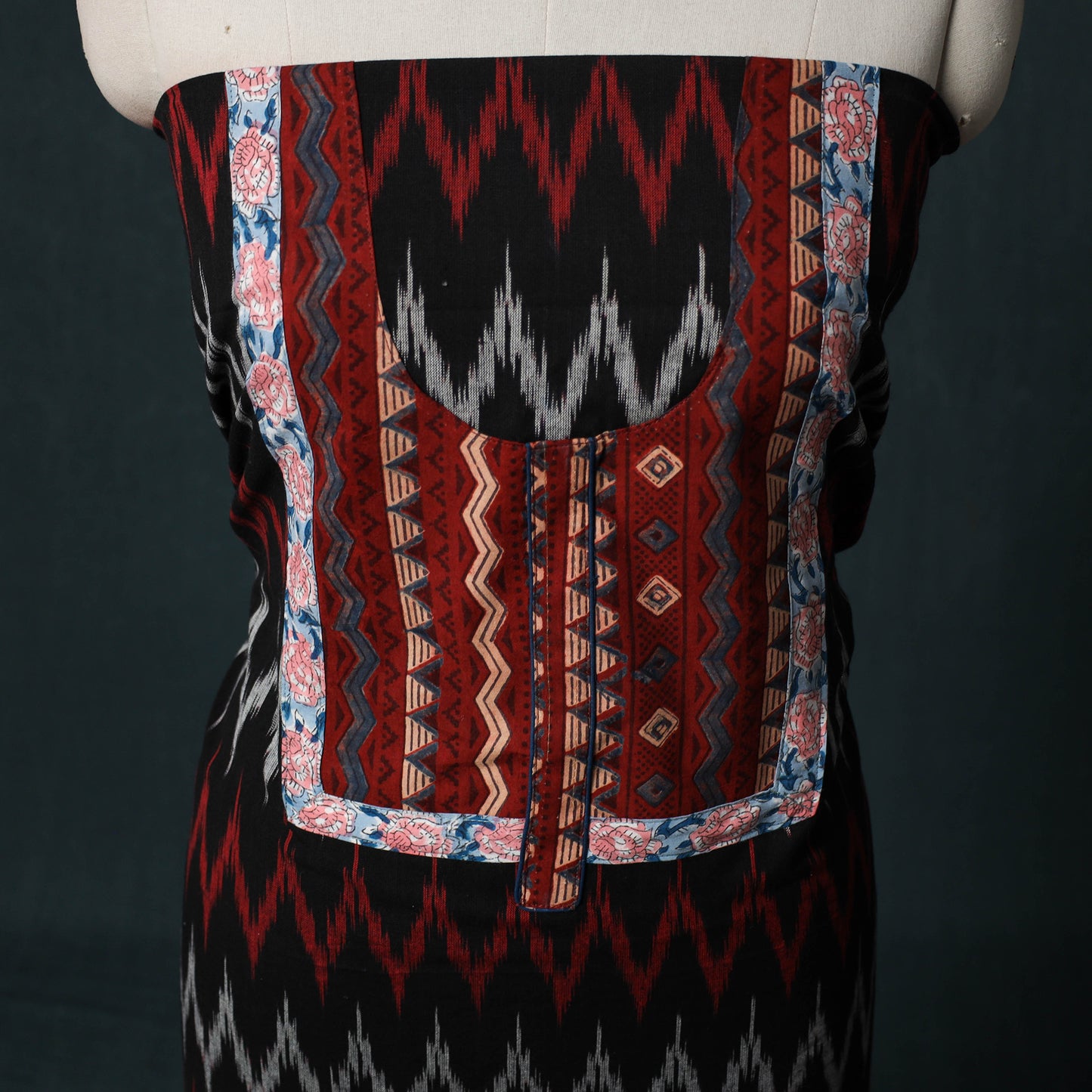 Pochampally Ikat Patchwork Cotton Unstitched Kurta Material (3M) 24