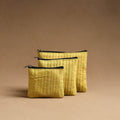 Yellow - handmade cotton multipurpose utility pouches (set