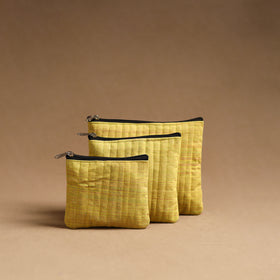 Yellow - handmade cotton multipurpose utility pouches (set