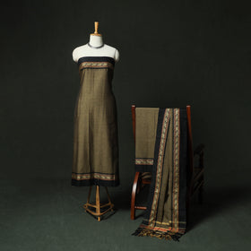 Green - Dharwad Woven Cotton 3pc Unstitched Dress Material Suit Set 24