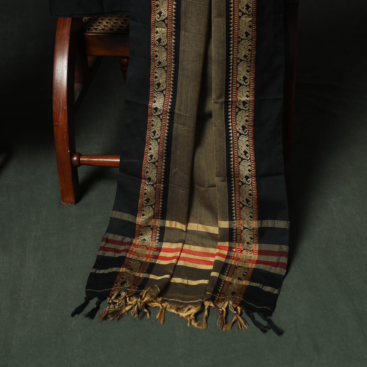 Green - Dharwad Woven Cotton 3pc Unstitched Dress Material Suit Set 24