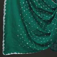 Green - 3pc Tie & Dye Satin Cotton Bandhani Dress Material 17