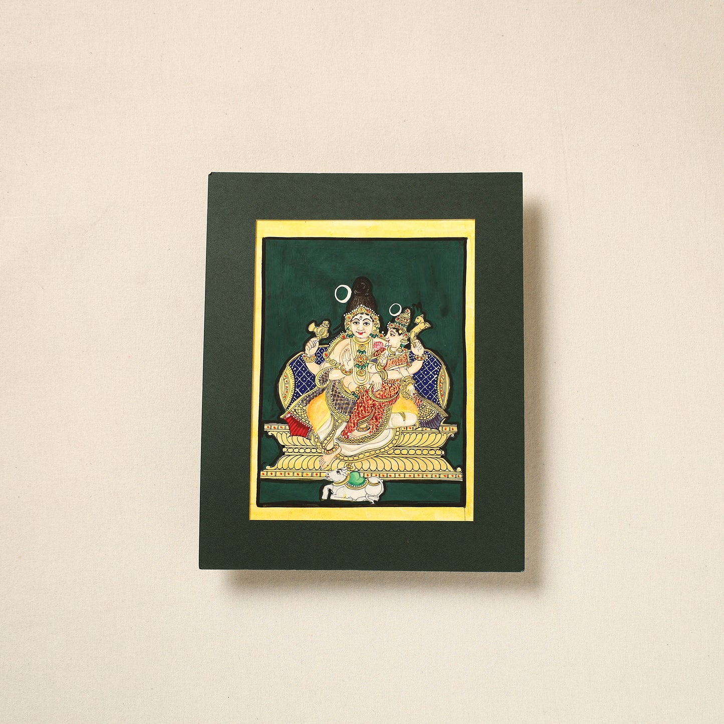 Shiv Parvati - Traditional Mysore Painting (10 x 8 in) 06