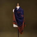 Blue - Kutch Bhujodi Handwoven Mirror Work Acrylic Wool Shawl 58