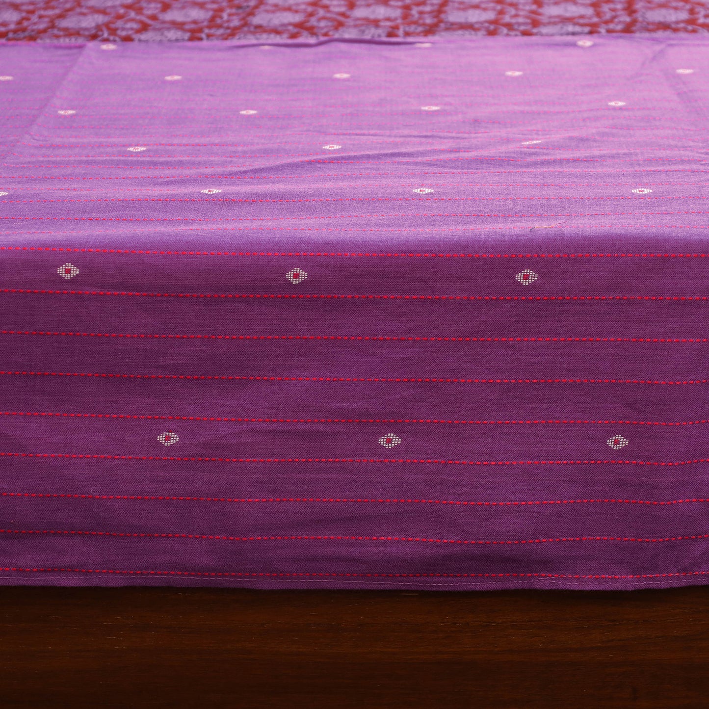 Purple - jacquard with bagh patch cotton bedsheet set 14