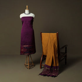 Pochampally Ikat Silk Cotton 3pc Unstitched Dress Material Suit Set 33