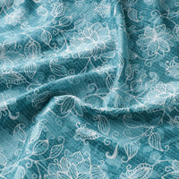 Blue - Kantha Stitch Cotton Sanganeri Print Fabric 09