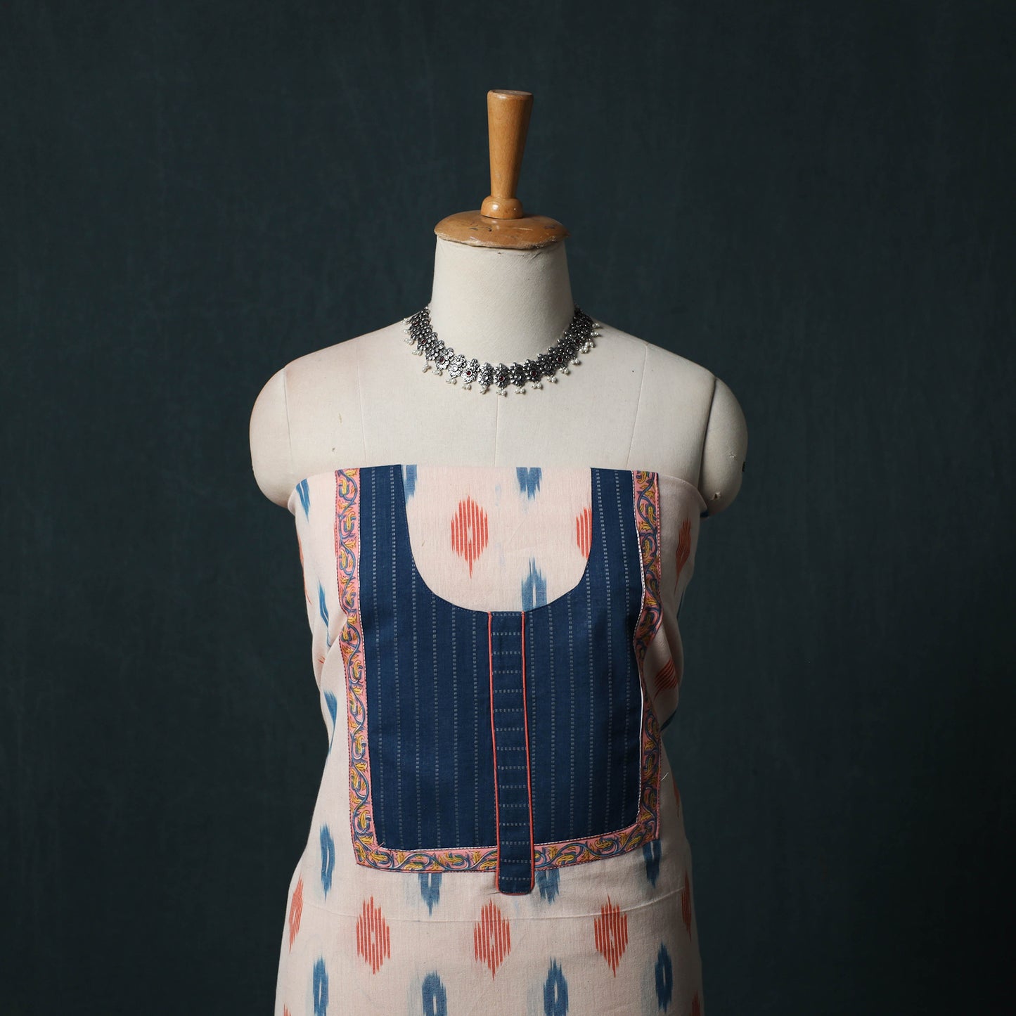 Pochampally Ikat Patchwork Cotton Unstitched Kurta Material (3M) 31