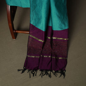 Purple - Pochampally Ikat Silk Cotton 3pc Unstitched Dress Material Suit Set 34