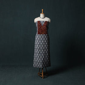 Pochampally Ikat Patchwork Cotton Unstitched Kurta Material (3M) 33