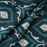 Green - Kantha Stitch Cotton Sanganeri Print Fabric 02