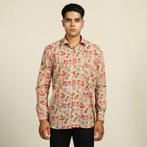 Brown - Sanganeri Block Printed Cotton Men Full Sleeve Shirt 04