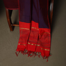 Red - Pochampally Ikat Silk Cotton 3pc Unstitched Dress Material Suit Set 35