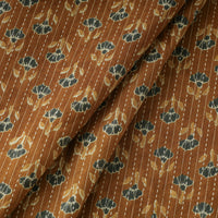 Brown - Kantha Stitch Cotton Sanganeri Print Fabric 04