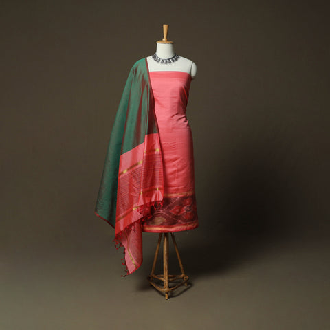 Pochampally Ikat Silk Cotton 3pc Unstitched Dress Material Suit Set 36