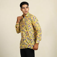 Yellow - Sanganeri Block Printed Cotton Men Full Sleeve Shirt 09