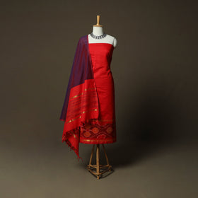 Pochampally Ikat Silk Cotton 3pc Unstitched Dress Material Suit Set 37