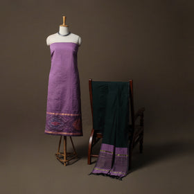 Pochampally Ikat Silk Cotton 3pc Unstitched Dress Material Suit Set 01